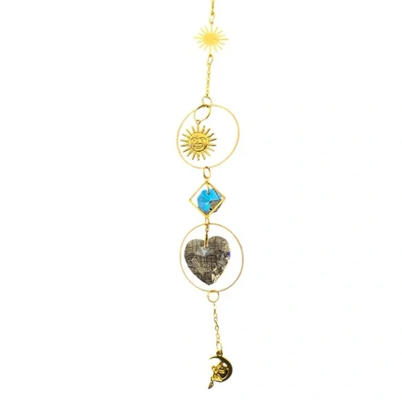 Long Golden Crystal Prism and Charm Suncatchers - Picture 7 of 11